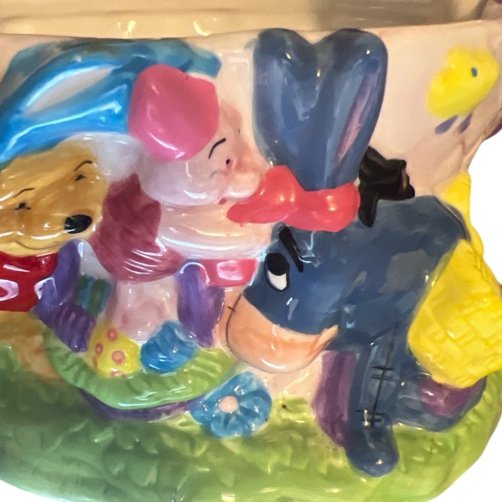 Disney Winnie the Pooh Easter Basket 2000 Ceramic FTD Piglet Eeyore Figurine - Picture 3 of 7